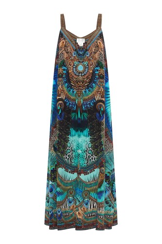 new $699 CAMILLA TEMPLE TEMPTRESS V NECK MIDI SLIP DRESS SILK CRYSTALS L - Picture 6 of 7