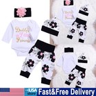 4PCS Newborn Set Kid Baby Boy Clothes Jumpsuit Romper Headband Pants Hat Outfits