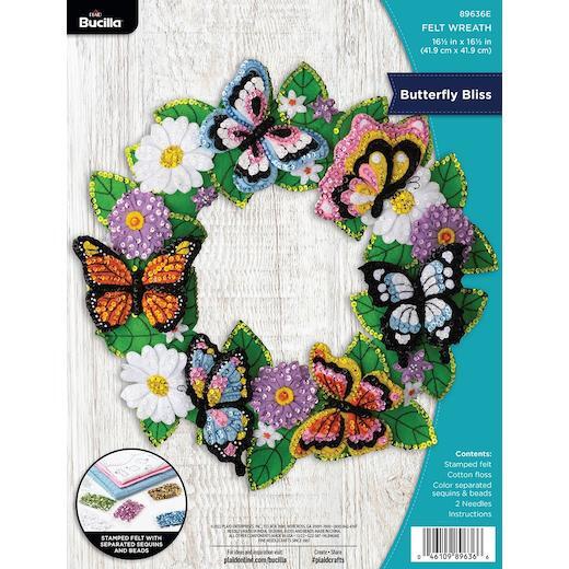 Bucilla 16.5" Felt Wreath Applique Kit - Butterfly Bliss Bucilla 16.5" Felt Wreath Applique Kit - Butterfly Bliss