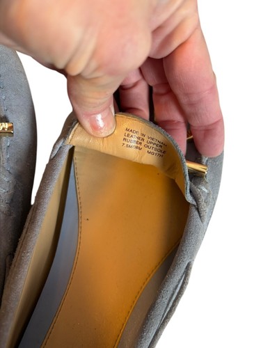 Michael Kors Womens blue Suede Moccasins Size 7.5 Gray Leather Slip-On Loafer - Picture 5 of 11