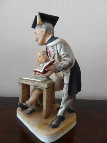 Vintage Norleans Japan Biskuit Porzellan Figur Lehrer hilft Kind. - Bild 6 von 10