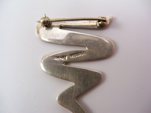 Vintage Mexican Sterling Silver Snake Serpent Pin Brooch Marked Mexico 925 TO JS - Picture 4 of 4