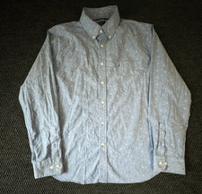 Nautica Classic Fit Long Sleeve Buttun Up Mens XL Blue Striped Shirt Boat Anchor