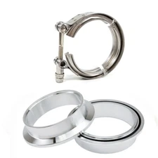 76mm 3" inch Aluminum Flanges+Stainless Steel 304 Clamp V Band Kit Universal New