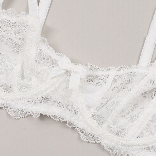 Varsbaby transparente Spitze ungefütterter BH Damen sexy ultradünn Beauty 1/2 Cup Bralette - Bild 24 von 27