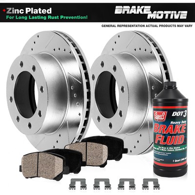 Fit Chevrolet Silverado 2500 Rear Black Drill Slot Brake Rotors+Ceramic Pads
