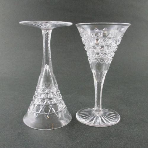 2 - ABP Hob Diamond CORDIALS - Antique Cut Glass stems - 1 oz., 4.25" tall - Picture 7 of 12
