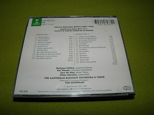 Bach - Messe In H-moll BWV 232 / Ton Koopman / Schlick / IMPORT 1995 Box 2xCD - Picture 2 of 2