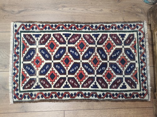 Geometrischer Teppich, türkischer Teppich, Vintage-Teppich, Wollteppich, handgefertigter Teppich, 1,8 x 3,2 Fuß - Bild 5 von 10