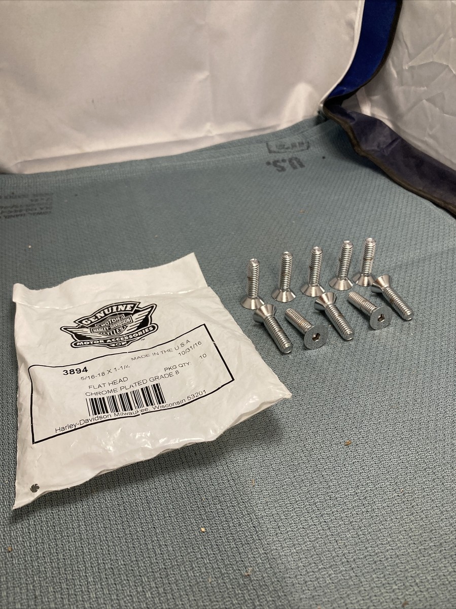QTY 10 NEW HARLEY DAVIDSON 3894 FLT HEAD CHRM PLATED GRD 8