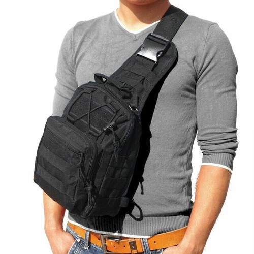 Men Backpack Tactical Sling Chest Pack Shoulder Bag Outdoor Hiking Travel - Picture 3 of 11