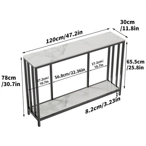 2-tier White Sintered Stone Console Table Entryway Table w/ Storage Buffet Table - Picture 14 of 14
