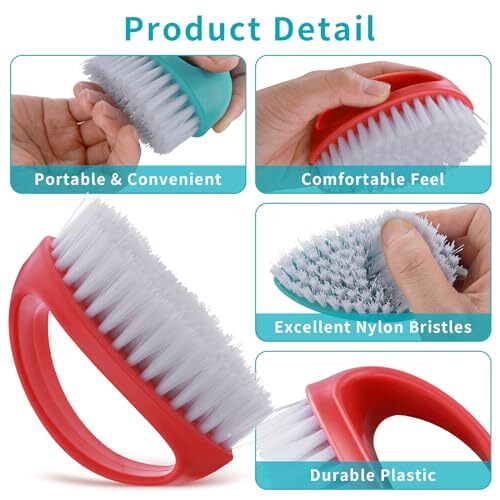Hand Nail Brushes, 2pcs Grip Clean Heavy Duty Nail Brushes for Red, Blue - Picture 7 of 7