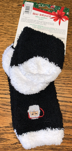 Women's NEW airplus Aloe Infused Black & White w/Santa Socks- 5 - 11 - Picture 4 of 4