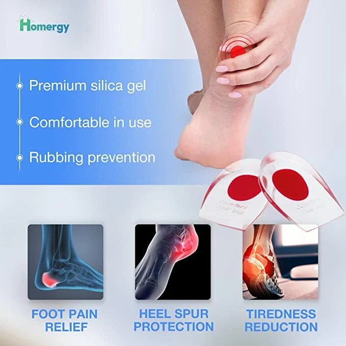1 Pair Comfort Heel Cups Medical Grade Silicone Heel Cushions 4.06 2.24