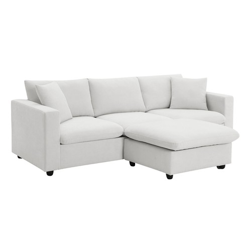 Modern 4-Seater L-Shaped Sectional Sofa Modular Couch with Convertible Ottoman - Picture 12 of 83