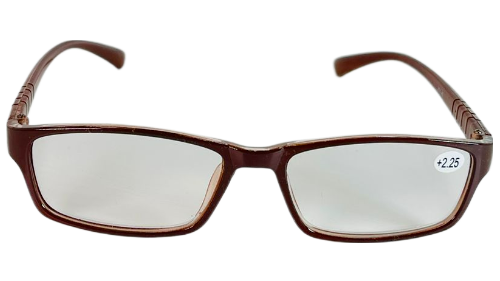 Classic Reading Glasses Rectangular Thin Lens 2.25 Power Brown - Picture 5 of 5