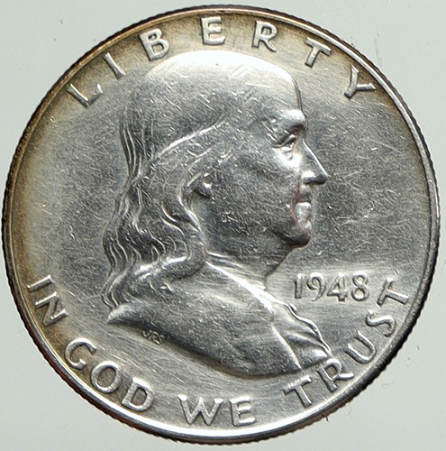 1948 P US Benjamin Franklin VINTAGE Silver Half Dollar Coin LIBERTY BELL i113339 - 第 1/3 張圖片