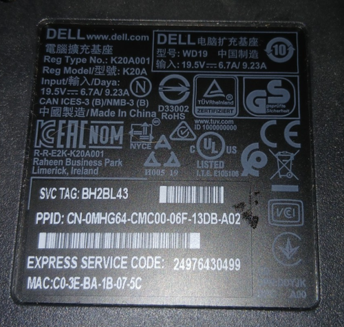 Station d'accueil Dock Dell WD19 K20A001 + alimentation Dell 130W - Photo 2/5