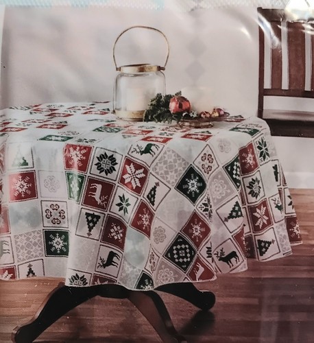 Mantel Vinilo Patchwork Navidad Copos de Nieve Vacaciones, NUEVO en Paquete, Elige Talla - Imagen 8 de 10