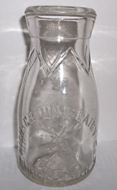 High Ground Dairy Brooklyn N. Y. Embossed Half Pint Detailed Deer Graphic High Ground Dairy Brooklyn N. Y. Embossed Half Pint Detailed Deer Graphic