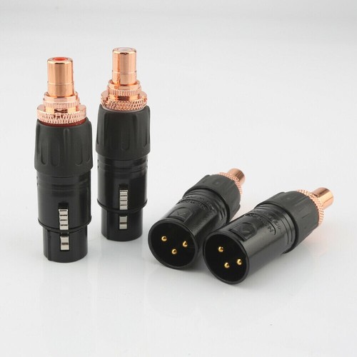 4PCS XLR Balanced Male Female to RCA Female Socket Adapter Copper Plated Plug - Afbeelding 1 van 6