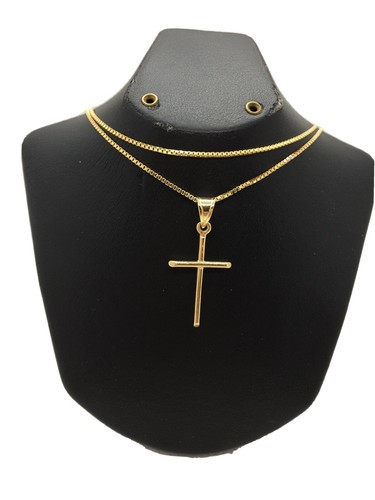 18k solid Gold cross necklace 20 inches 