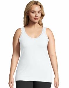 Just My Size Stretch Jersey Cotton Lace Trim Women Camisole Top Cami Plus Size - Click1Get2 Sale
