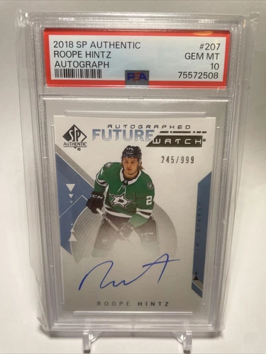 2018-19 UD SP Authentic Future Watch Auto #207 Roope Hintz /999 PSA 10 GEM MINT