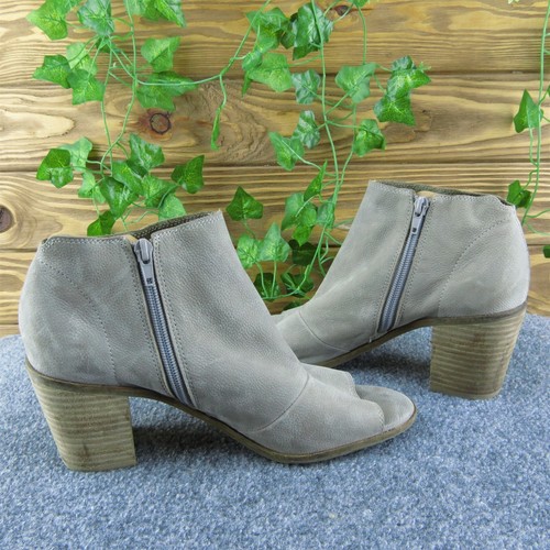 Lucky Brand Kasima Damen Stiefeletten grau Leder Reißverschluss Größe 9,5 Medium - Bild 6 von 9