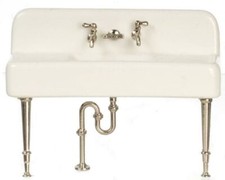 Dollhouse Miniature Unassembled 1:12 Porcelain Chrome Victorian Kitchen Sink