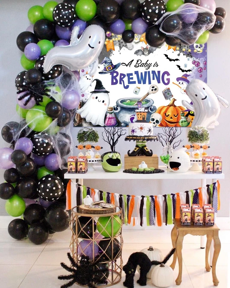 Halloween Backdrop Witch Magic Theme Pumpkin Skull Theme Photography Background - Image 2 of 4