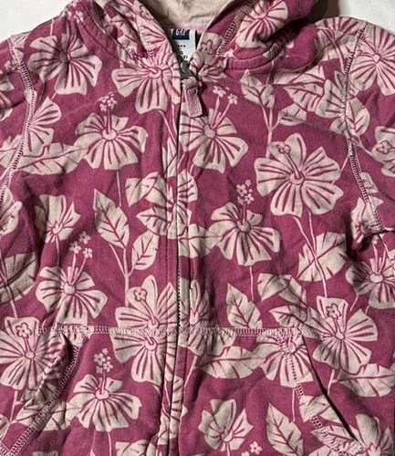 Preowned- Gap Kids Floral Full Zip Hoodie Girls (Size S/6-7) - Picture 4 of 6