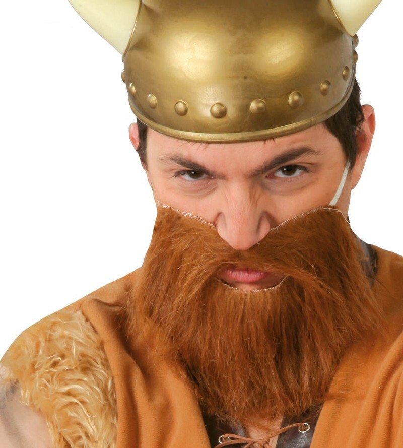 Vikingo Barba Adulto Hombre Marrón Disfraz Medieval Accesorio Jengibre Bigote