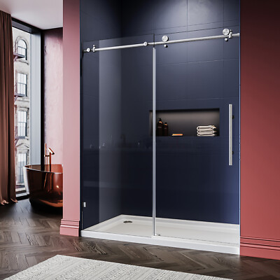 ELEGANT Frameless Sliding Shower Door Shower Enclosure 3/8'' Tempered Clear Glass