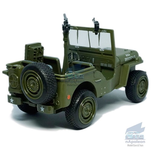 1/24 Jeep Willys MB SEGUNDA GUERRA MUNDIAL EE. UU. Modelo Coche Diecast Vehículo Colección Regalo Niños Verde - Imagen 4 de 12
