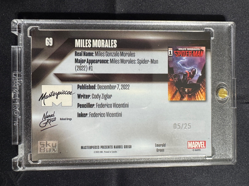 2024 Marvel Masterpieces Grego - MILES MORALES #69 - SPIDERMAN Green /25 TIER 3 - Picture 3 of 4