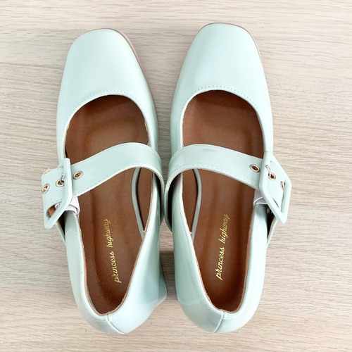 Princess Highway Pumps Womens EU 37 US 6.5 Mint Green Patent Leather Block Heel - Picture 7 of 11