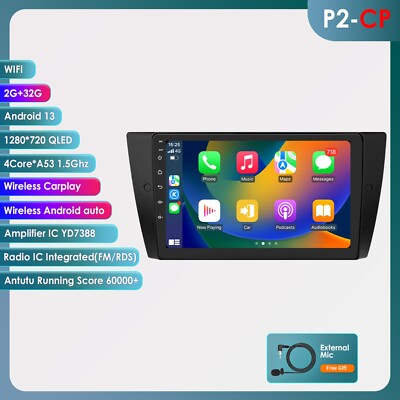 Wireless Carplay Android 13.0 Car Stereo Radio For BMW E90 E91 E92 E92 2006-2012