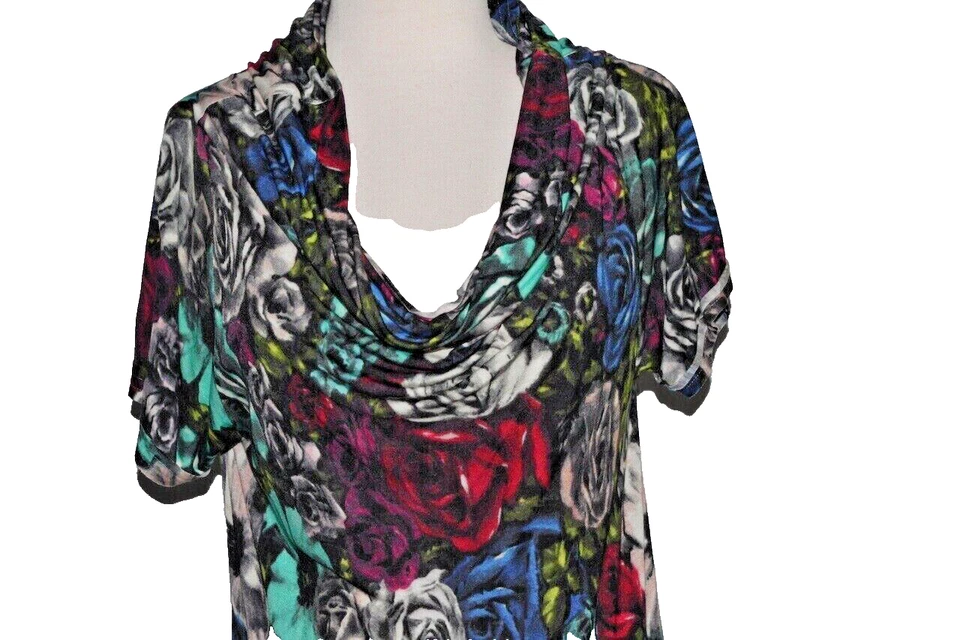 Camiseta drapeada LANVIN multicolor suave manga corta estampado floral talla M Foto 3 de 4