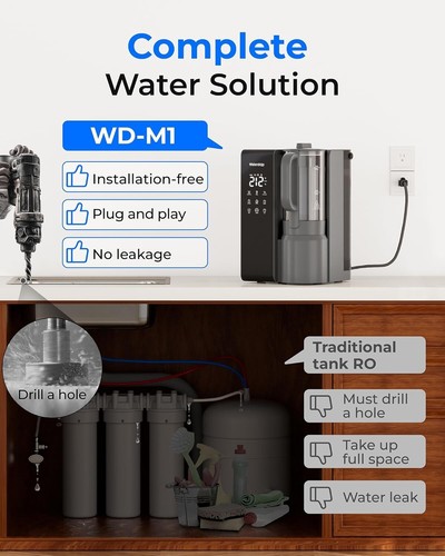 Waterdrop WD-M1 Umkehrosmose Wasserfilter Arbeitsplatte, ohne Installation, grau - Bild 8 von 9