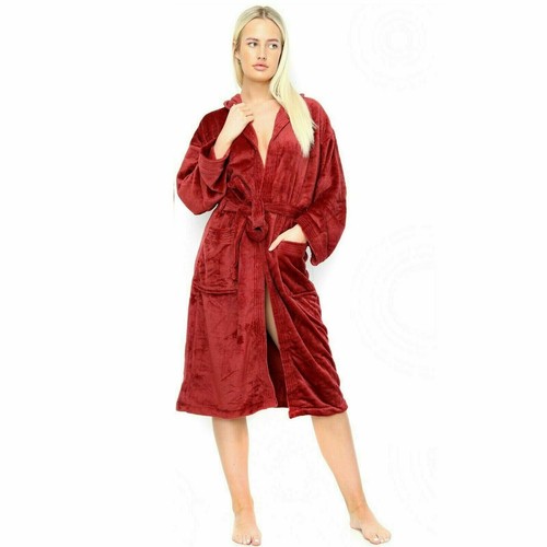 Unisex Hooded Bath Robe Luxury Fleece Terry Toweling Soft Dressing Gown Cloth - Picture 8 of 11