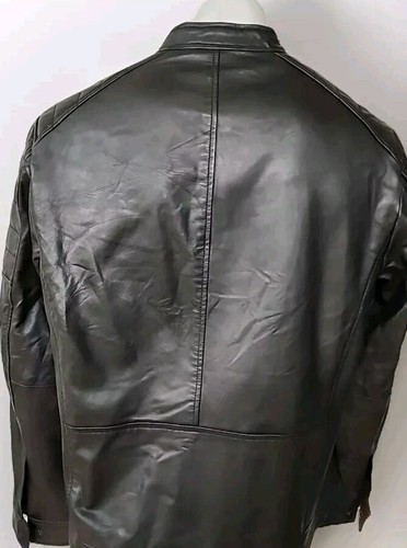 COLE HAAN Genuine Leather Black Moto Jacket Lined Ultra Soft Men’s Size Medium - Picture 5 of 8