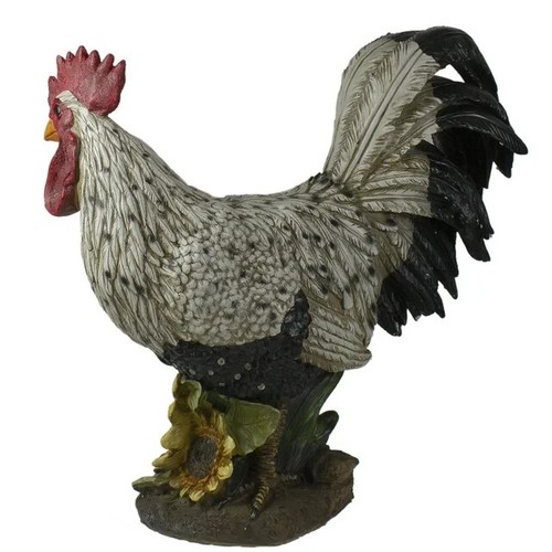 Garden Statue Rooster Chicken Cute Outdoor Patio Figure Indoor Farmhouse Decor - Picture 4 of 5