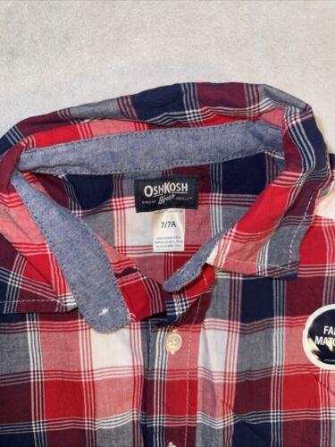 NWT OshKosh Bgosh Kids Boys Shirt Size 7 Plaid Long Sleeve Button Up Pocket - Picture 2 of 5