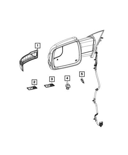 Espejo lateral con lámpara de charco delantero izquierdo para Ram 1500 2019-2024 (N/P 68402117AA)