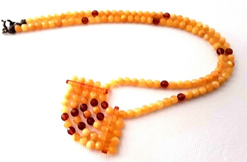 Antique Vintage Baltic Amber Egg Yolk Color Round 4 mm Beads Choker - Picture 4 of 7