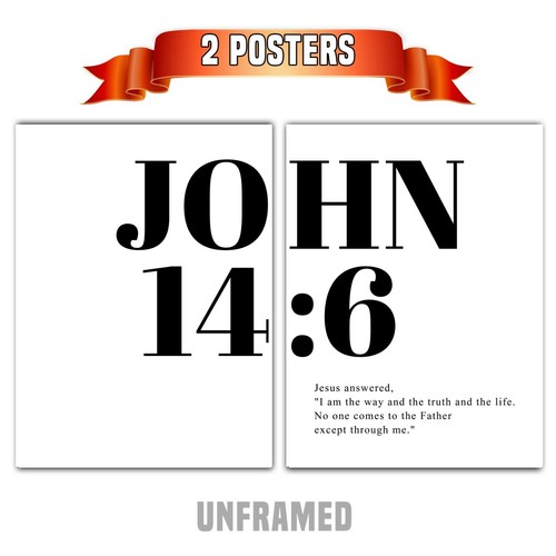 John 14:6, Bible Verse, Set of 2 Prints, Home Wall Art Decor - Picture 4 of 5