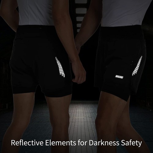 Men's Running Fitness Gym Sports Shorts Cycling Outdoor 2 in 1 with Multi-Pocket - Picture 7 of 27