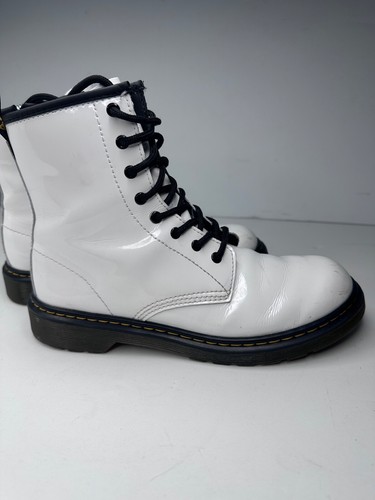 Scarpe Dr. Martens donna taglia 6M stivaletti da combattimento Airwair pelle bianco JY004 - Foto 6 di 11